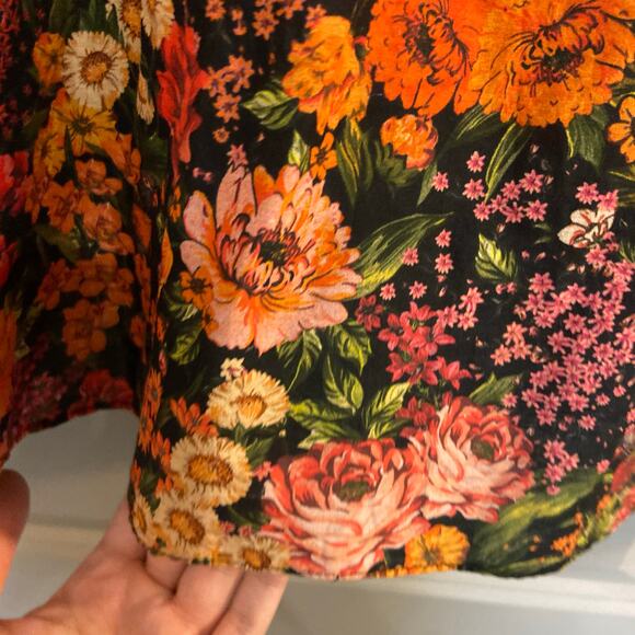 FARM Rio Women's Size XL Yellow Black Floral Vibrant Flowers Garden Blouse - Picture 10 of 14